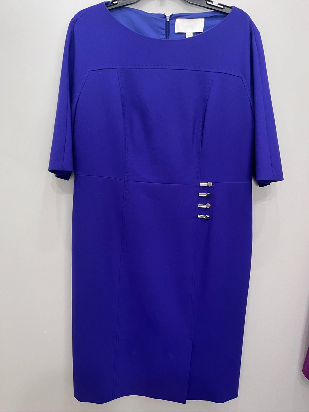 BOSS Hugo Boss Royal Blue Tailored Sheath Dress Silver Hardware